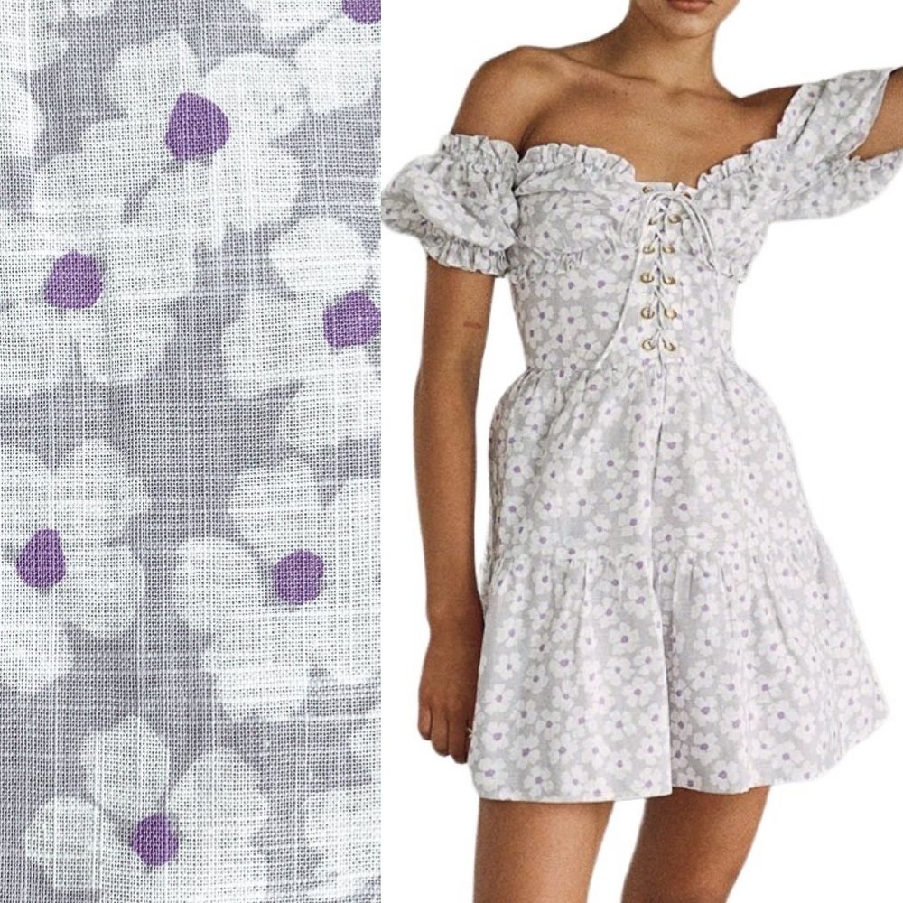 Sabo Skirt Camryn Dress Off Shoulder Mini Short Floral Print Cotton Lace Up